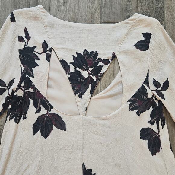Free People Wanderer Mini Dress Womens Size S Ivory Combo Bell Sleeve Cut Out - Picture 12 of 16
